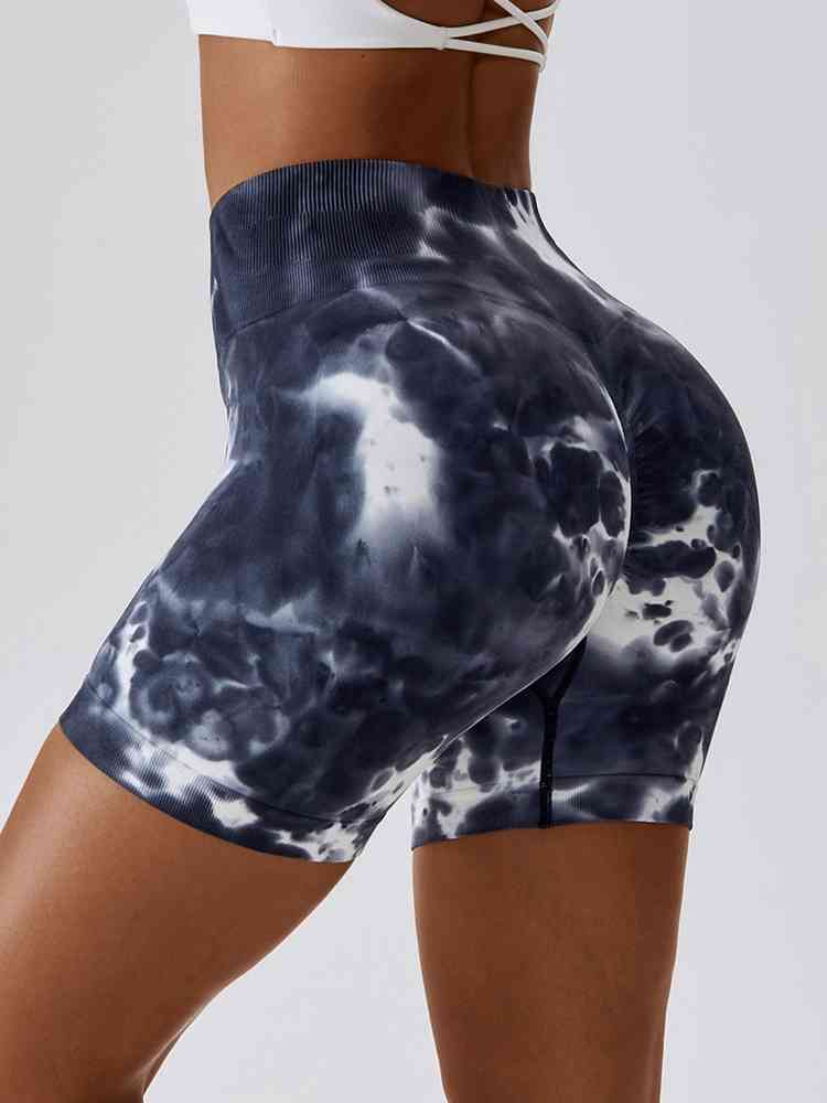 Short de sport coupe slim à large ceinture tie-dye