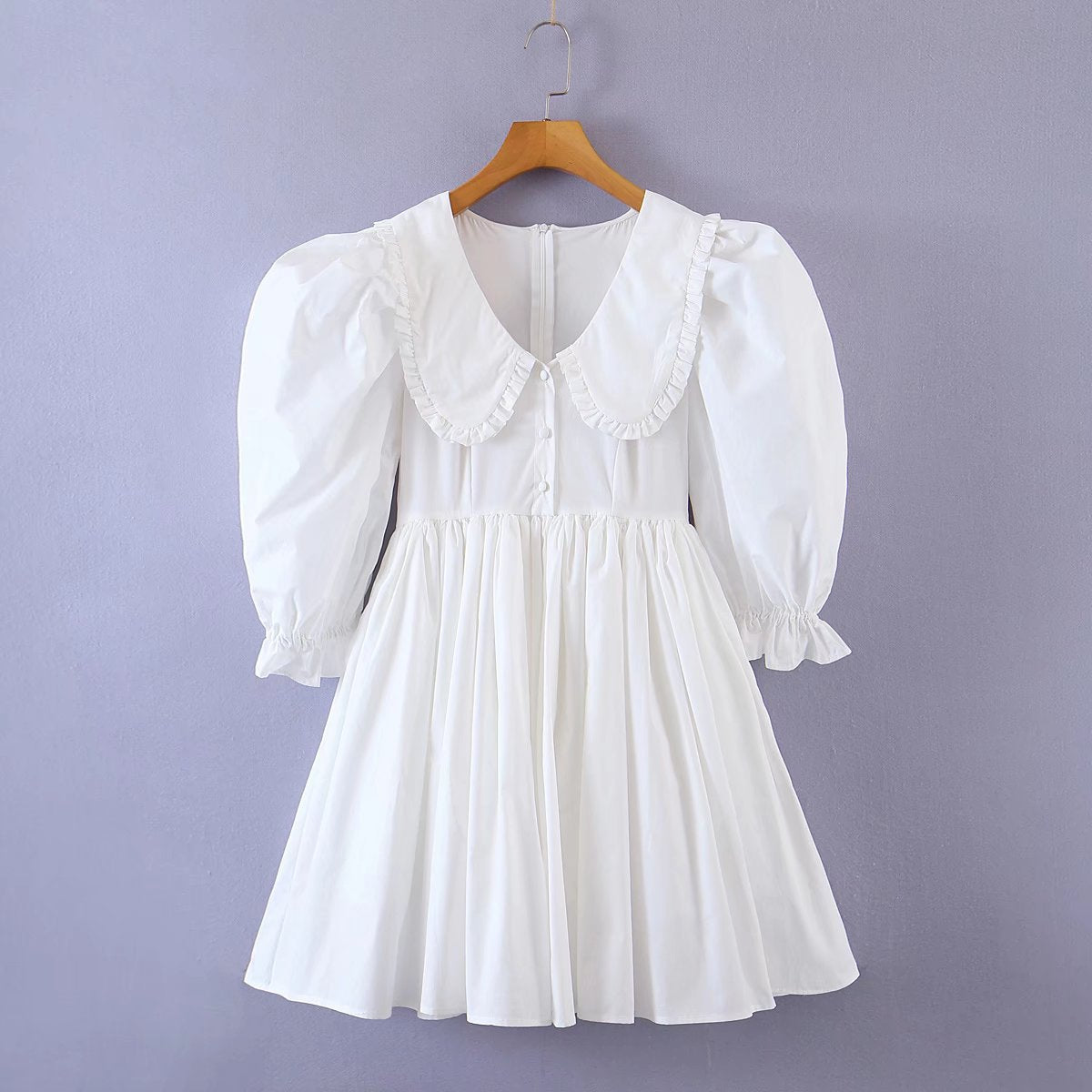 Summer Two Color Doll Collar Babydoll Dress Solid Color Petti dress Short