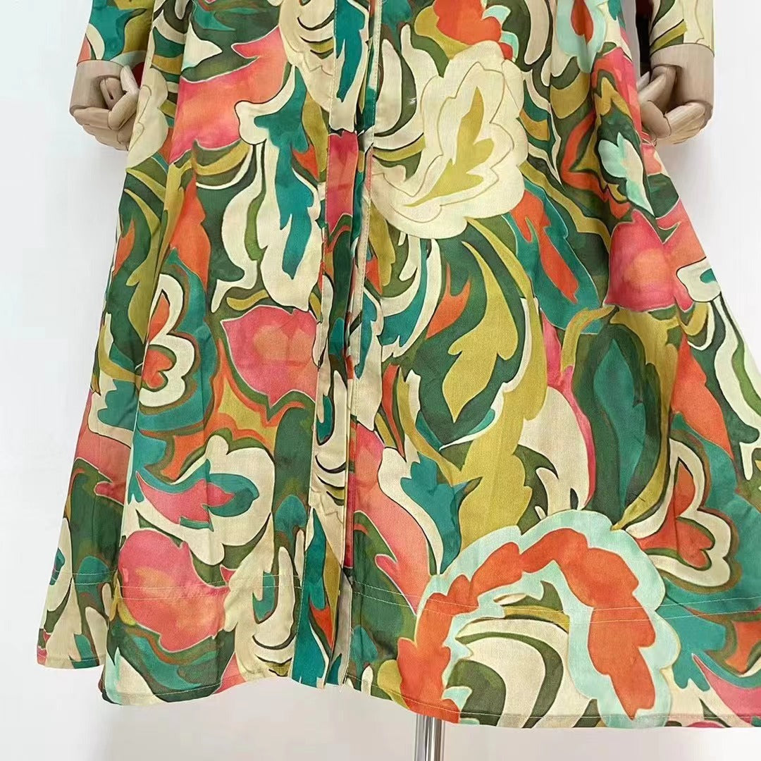 Vestido camisero elegante de oficina con cuello estampado para mujer, de primavera y otoño, para uso diario, estilo midi