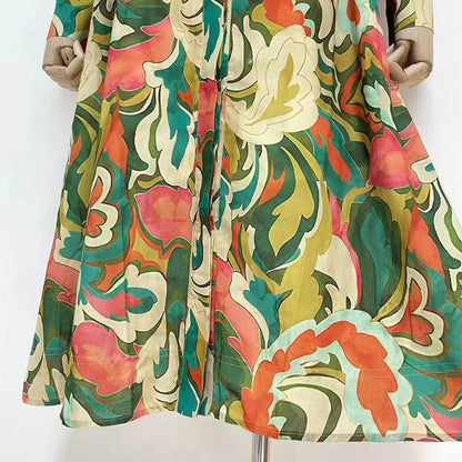 Vestido camisero elegante de oficina con cuello estampado para mujer, de primavera y otoño, para uso diario, estilo midi