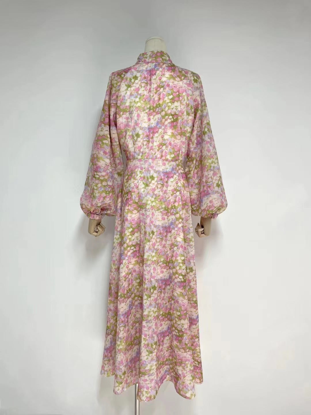 Robe chemise longue à manches longues et col imprimé pour femme, style bohème, élégante, coupe trapèze, printemps-automne