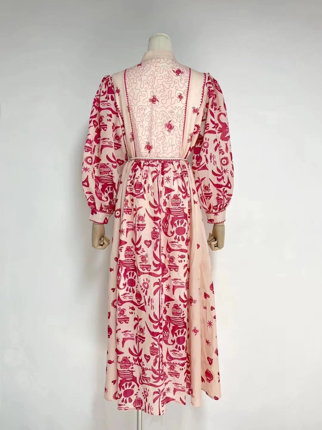 Robe longue trapèze élégante à ceinture imprimée pour femme, printemps-automne