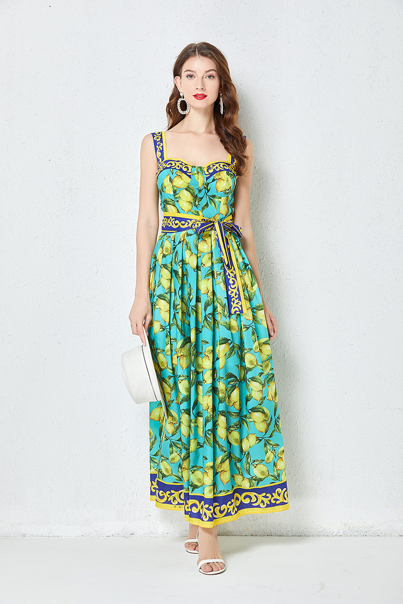 Women Summer Printed A Line Cami Maxi Dress