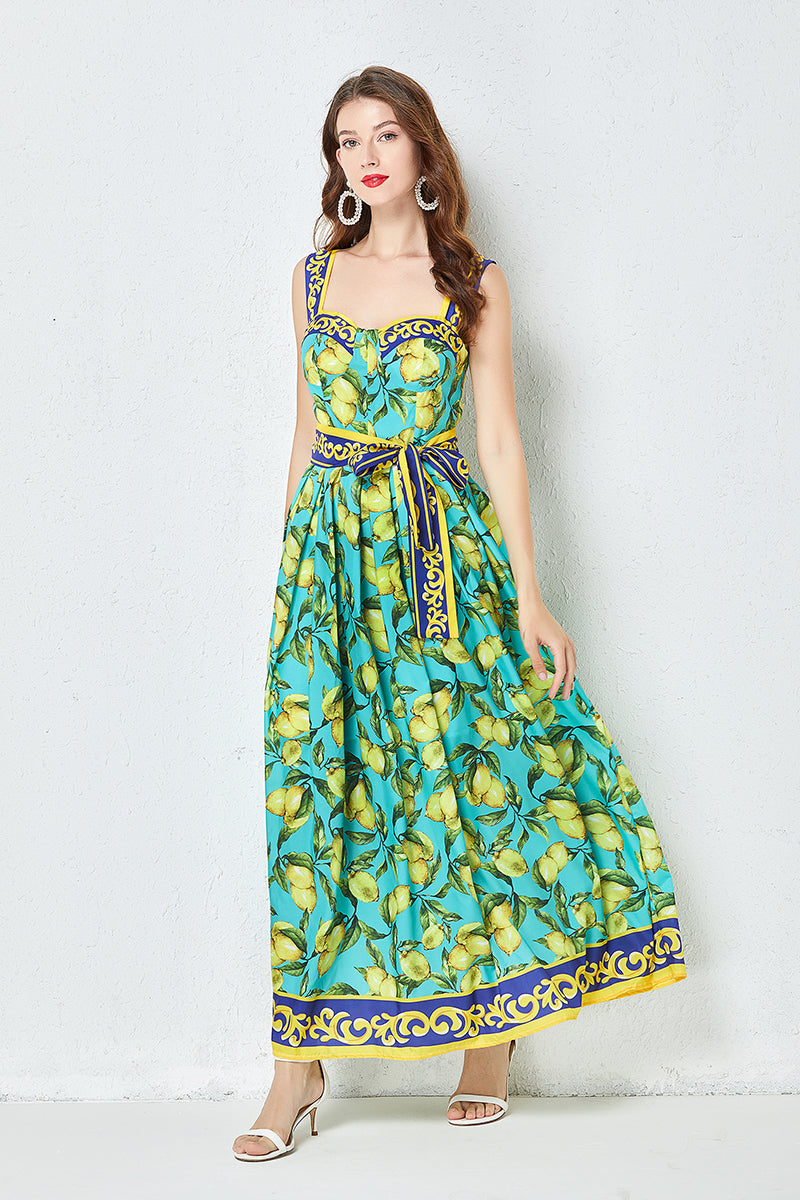 Women Summer Printed A Line Cami Maxi Dress