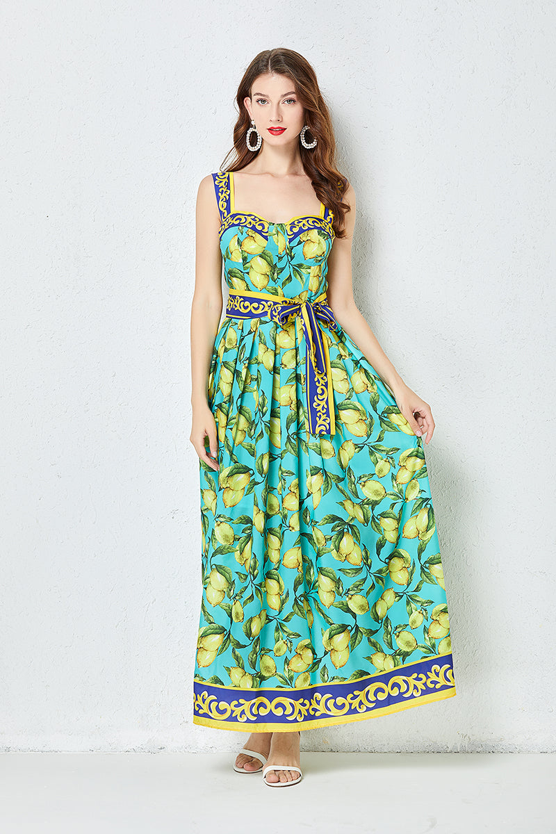 Women Summer Printed A Line Cami Maxi Dress