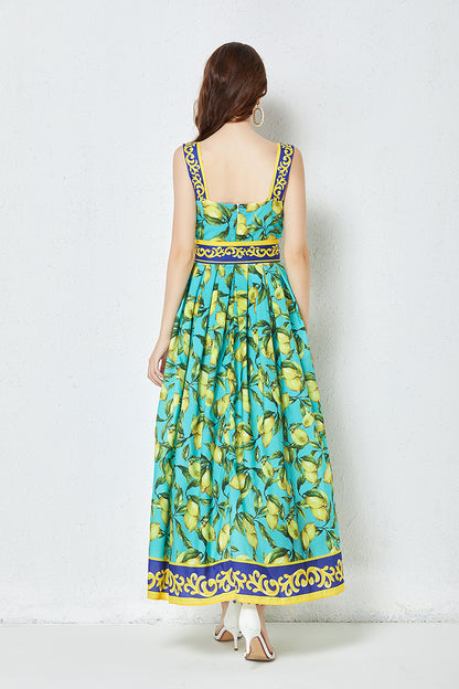 Women Summer Printed A Line Cami Maxi Dress