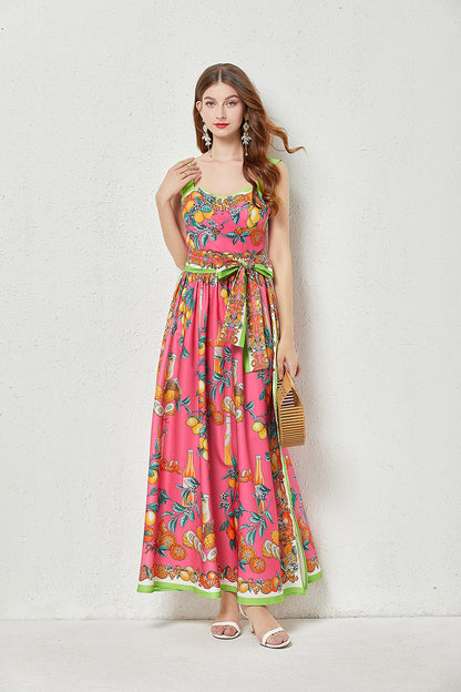 Women Summer Sleeveless Printed Cami A Line Maxi Dress