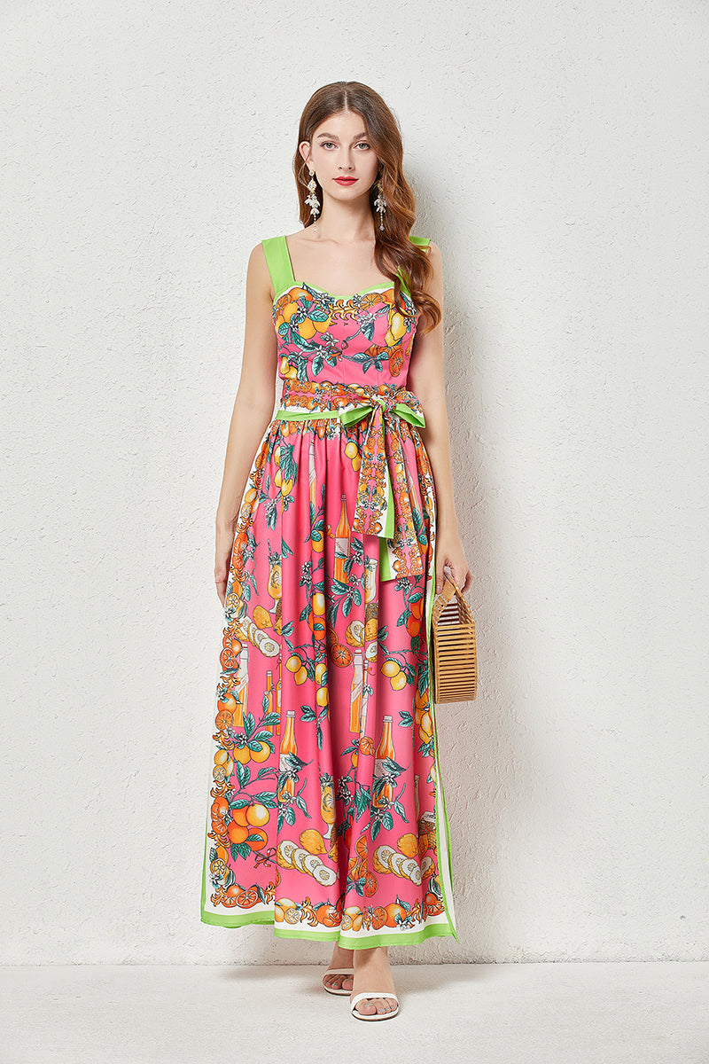 Women Summer Sleeveless Printed Cami A Line Maxi Dress