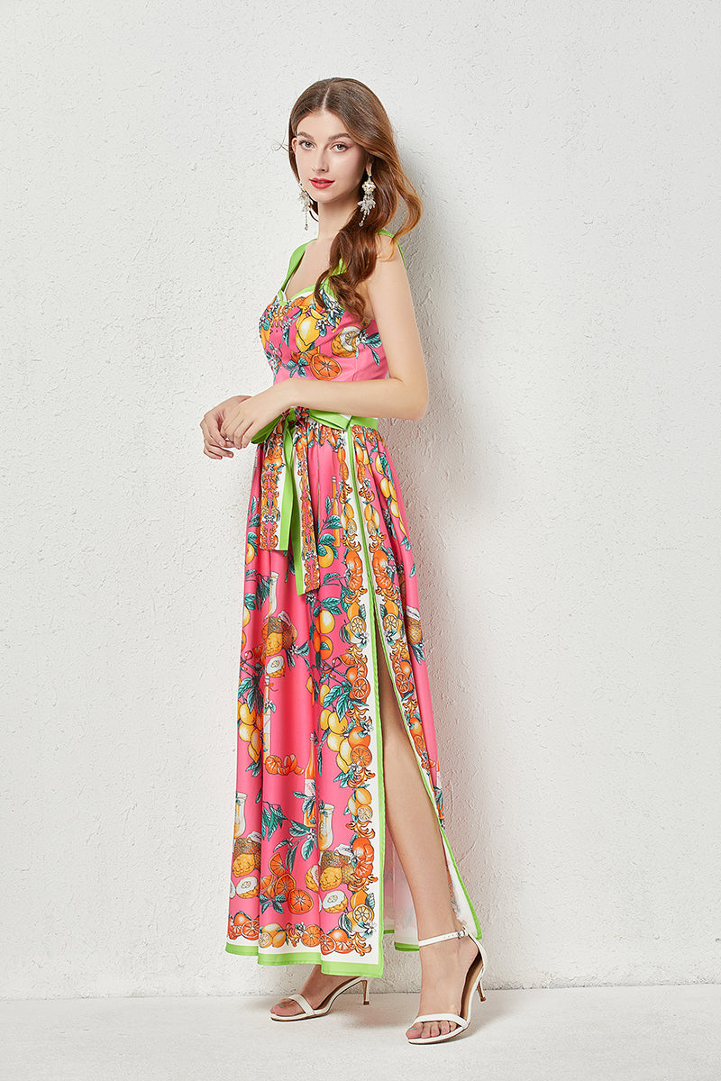 Women Summer Sleeveless Printed Cami A Line Maxi Dress