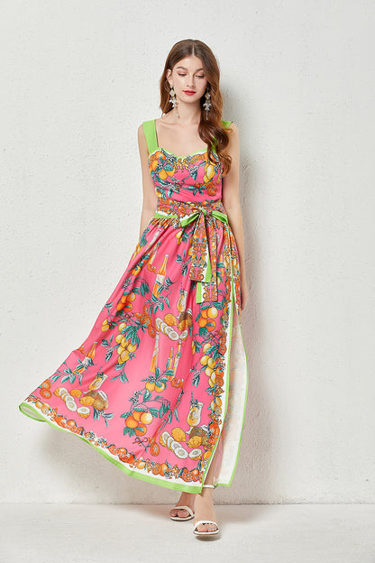 Women Summer Sleeveless Printed Cami A Line Maxi Dress