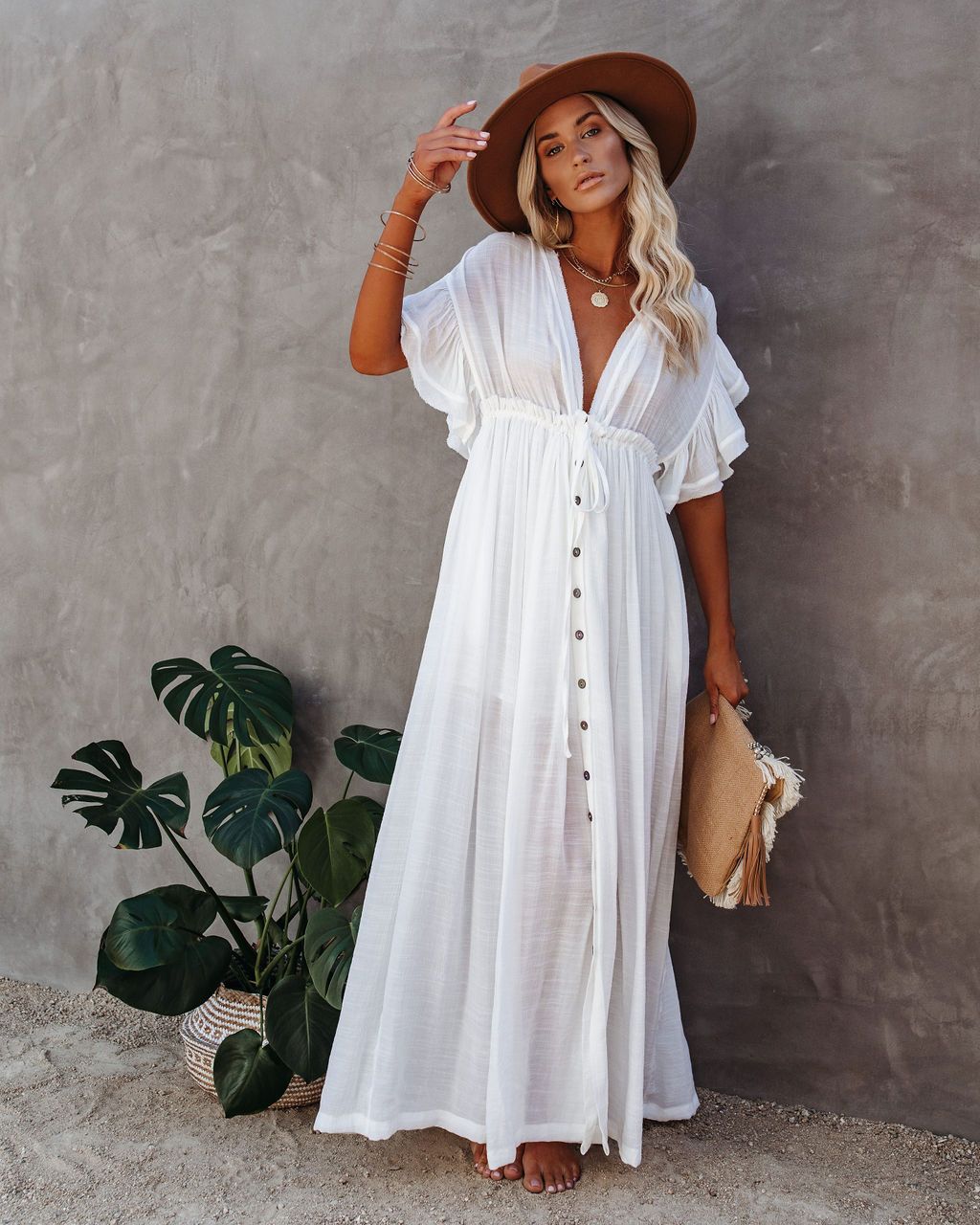 Women Summer Vacation Short Sleeve A Line Maxi Dress