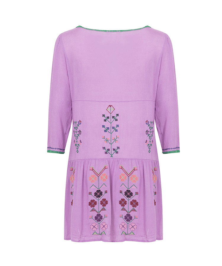 Women Spring And Summer New Bohemian Holiday Style National Style Flower Embroidery Temperament Dress