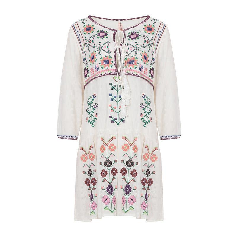 Robe de printemps et d'été pour femmes, nouveau Style bohème de vacances, Style National, broderie de fleurs, tempérament