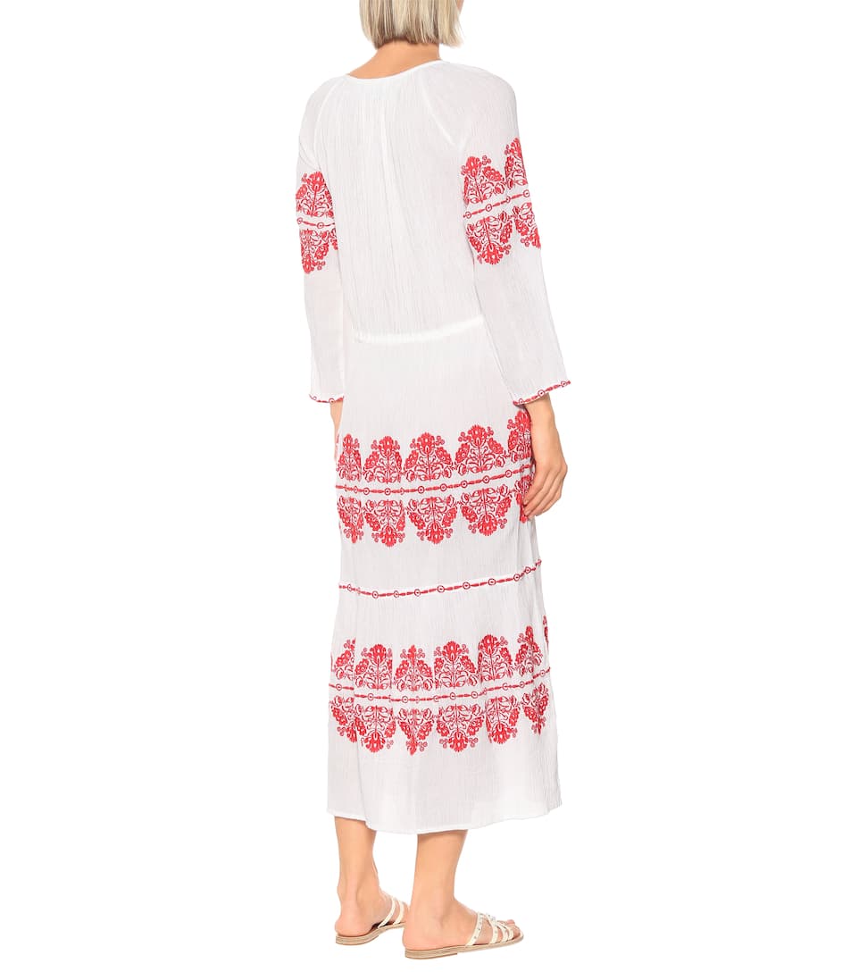 Robe longue blanche brodée style bohème pour femme, tenue de vacances pour le printemps et l'été