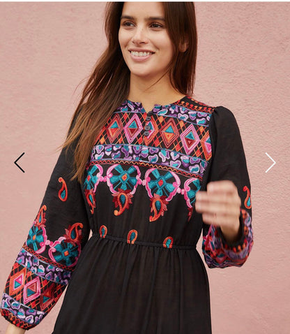 Vestido largo estilo bohemio para mujer, primavera y verano, nuevo, estilo industrial pesado, bordado, estilo bohemio para vacaciones