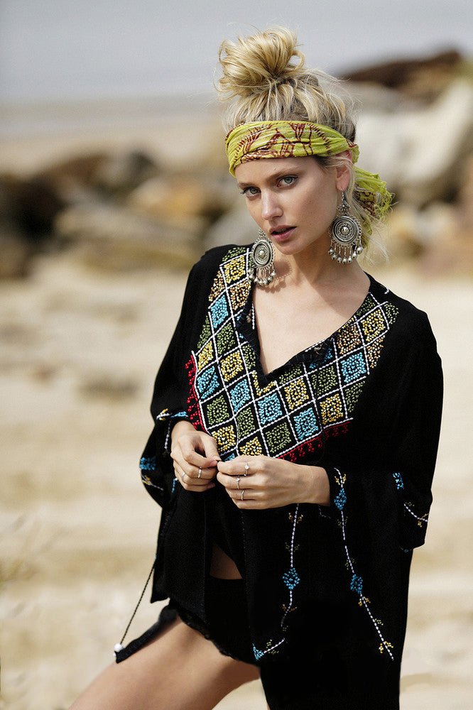 Vestido de muñeca de fiesta con flores bordadas bohemias para mujer, primavera y verano