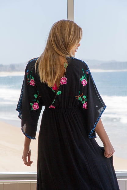 Vestido elegante bordado para mujer para vacaciones en la playa, primavera y verano