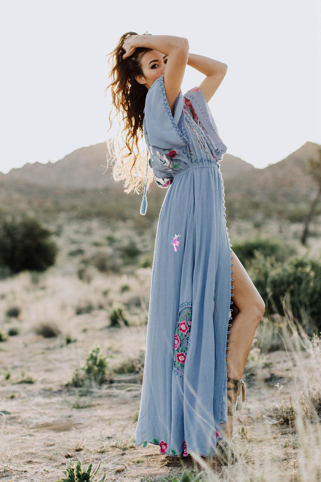 Vestido elegante bordado para mujer para vacaciones en la playa, primavera y verano