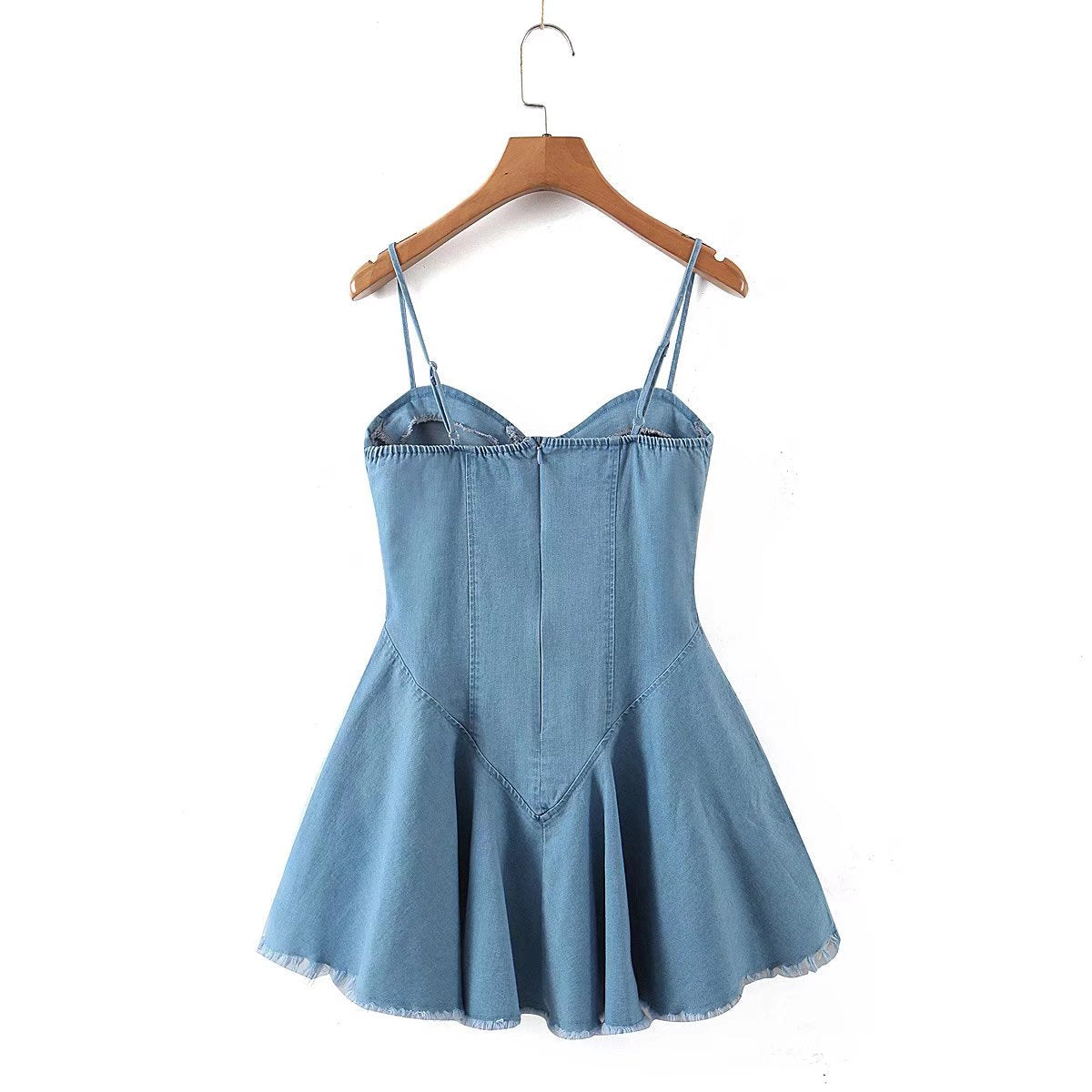 Robe camisole en Denim Sexy pour femmes, enveloppée sur la poitrine, amincissante, taille croisée, à lacets, été