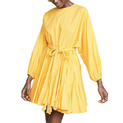 Robe à lacets amincissante à taille contrôlée avec ourlet plissé de couleur contrastée pour vacances en bord de mer pour femmes