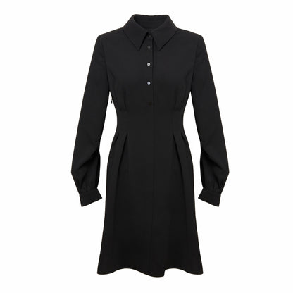 Element Spring Autumn A Line Dress Women Waist Controlled Hepburn Little Black Dress