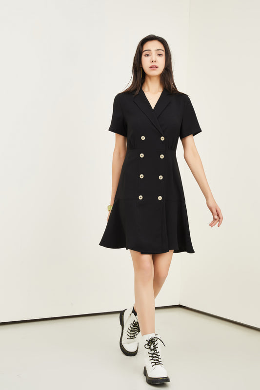 Robe de costume d'affaires Element Small Business Robe d'été Hepburn française rétro à taille contrôlée