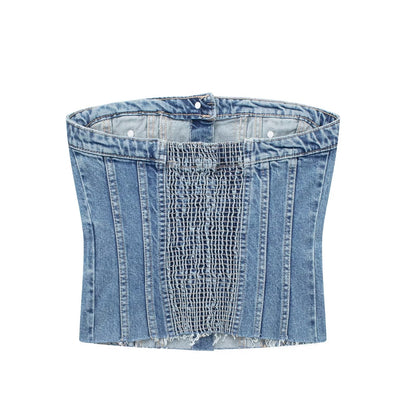 Corset en Denim pour femmes, haut tubulaire, vêtements d'intérieur Sexy, Design à boutonnage, vêtements pour femmes, début du printemps