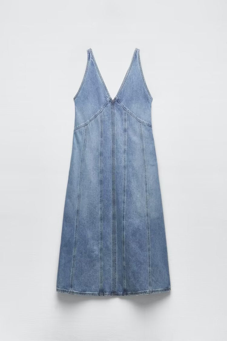 Summer Retro V neck Sleeveless Denim A line Vest Dress Women Dress