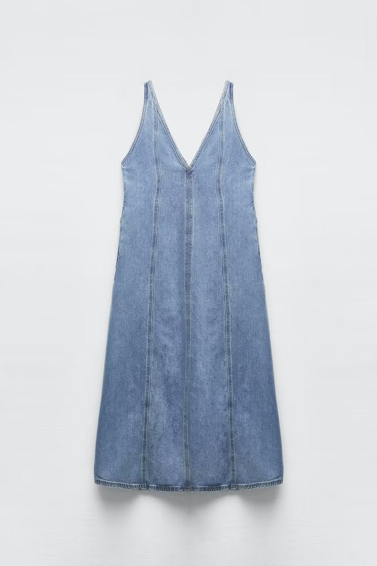 Summer Retro V neck Sleeveless Denim A line Vest Dress Women Dress