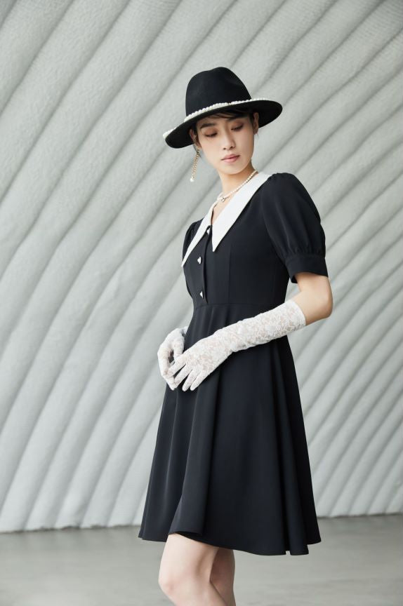 Robe d'été de couleur contrastante Element pour femme, tenue de bureau élégante française, coupe A, mi-longue