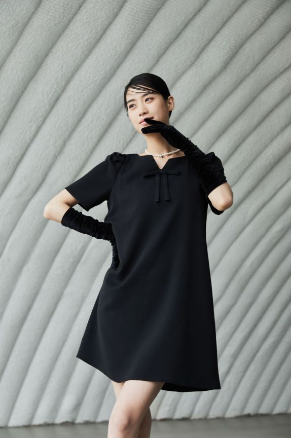 French Short Sleeve Dress Women Summer Small Audrey High Sense Bow Hepburn Dress