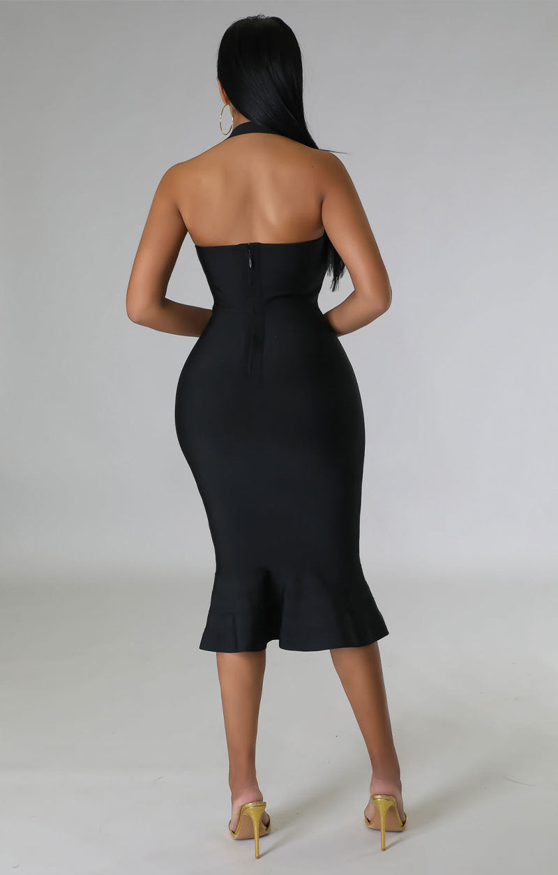 Robe d'été pour femmes, tenue française minimaliste, col licou, décontractée