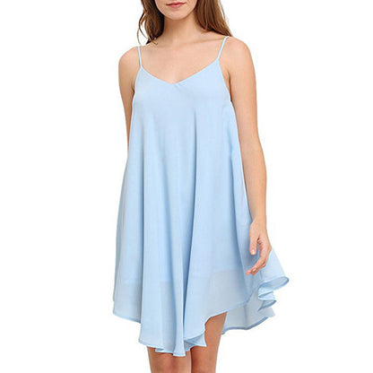 Women Clothing Solid Color Back Criss Cross Tank Top Cami Dress Summer Dress