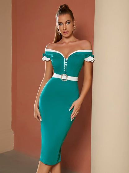 Elegant Dress Sexy Tight Evening Dress off the Shoulder Hip Stretch