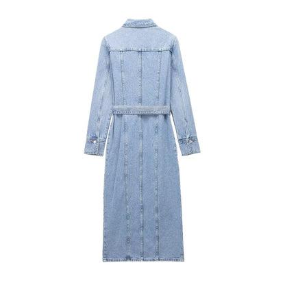 Otoño Mujer Ropa Tuyere Bolsillo Decoración Vestido Denim