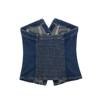 Automne Sexy coupe ajustée minceur court Denim Sexy bustier tubulaire femmes