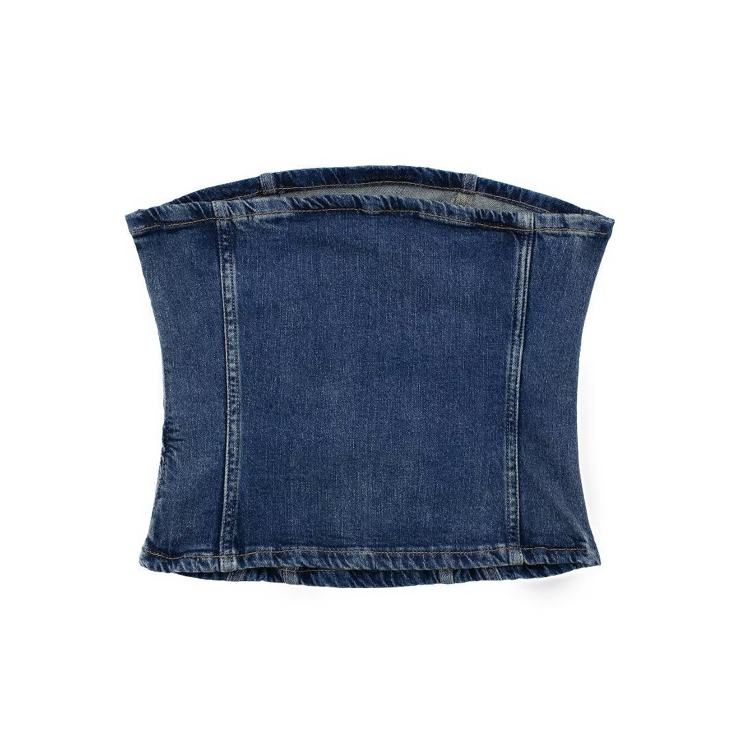 Vêtements d'été pour femmes, col rond, fermeture éclair dans le dos, Corset, haut en jean