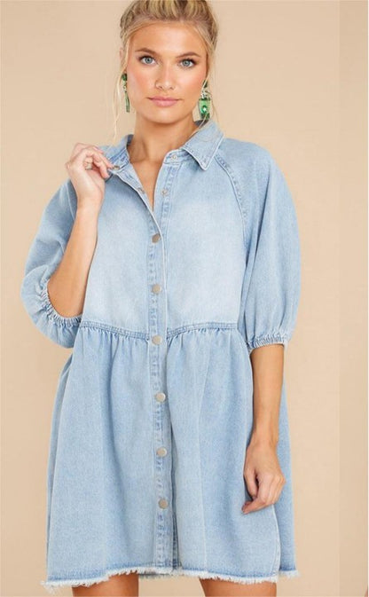 Cardigan décontracté urbain pour femmes, pull-over, chemise à col, robe en jean