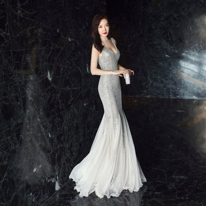 Evening Dress Women Cocktail Elegant Annual Meeting Long Fishtail Sexy Dress