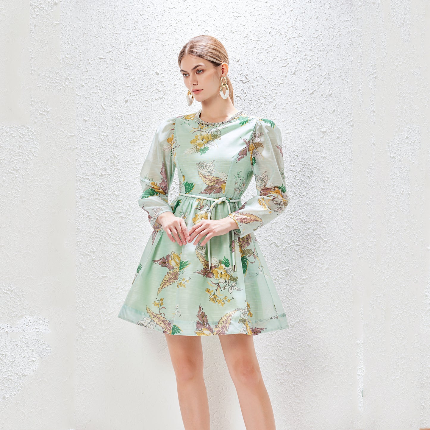 Women Spring And Autumn Print Holiday Dress Short For Women