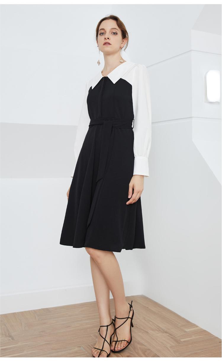 Spring Autumn Elegant Dress False Two-Piece Patchwork Professional Mid Length Dress