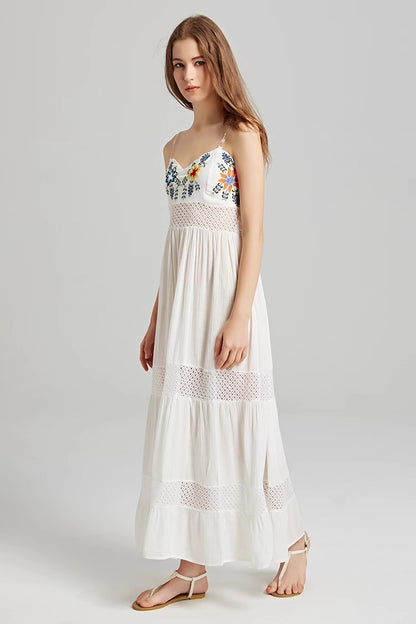 Women Summer Embroidered Strapless Dress