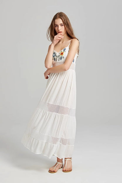 Women Summer Embroidered Strapless Dress