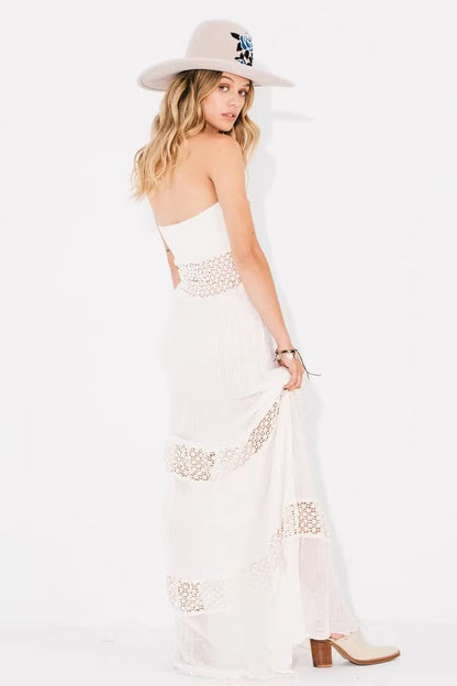 Women Summer Embroidered Strapless Dress