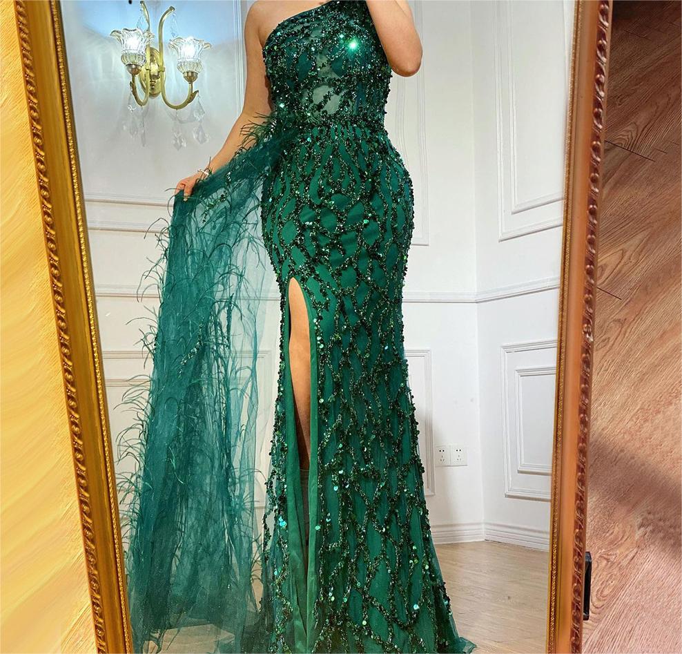 Color Sequined Fairy Long Sleeveless Slim Mid-Length Evening Dress