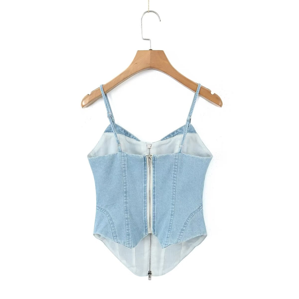 Corset Sexy pour femmes, coupe cintrée, désossage, fermeture éclair, Camisole en Denim