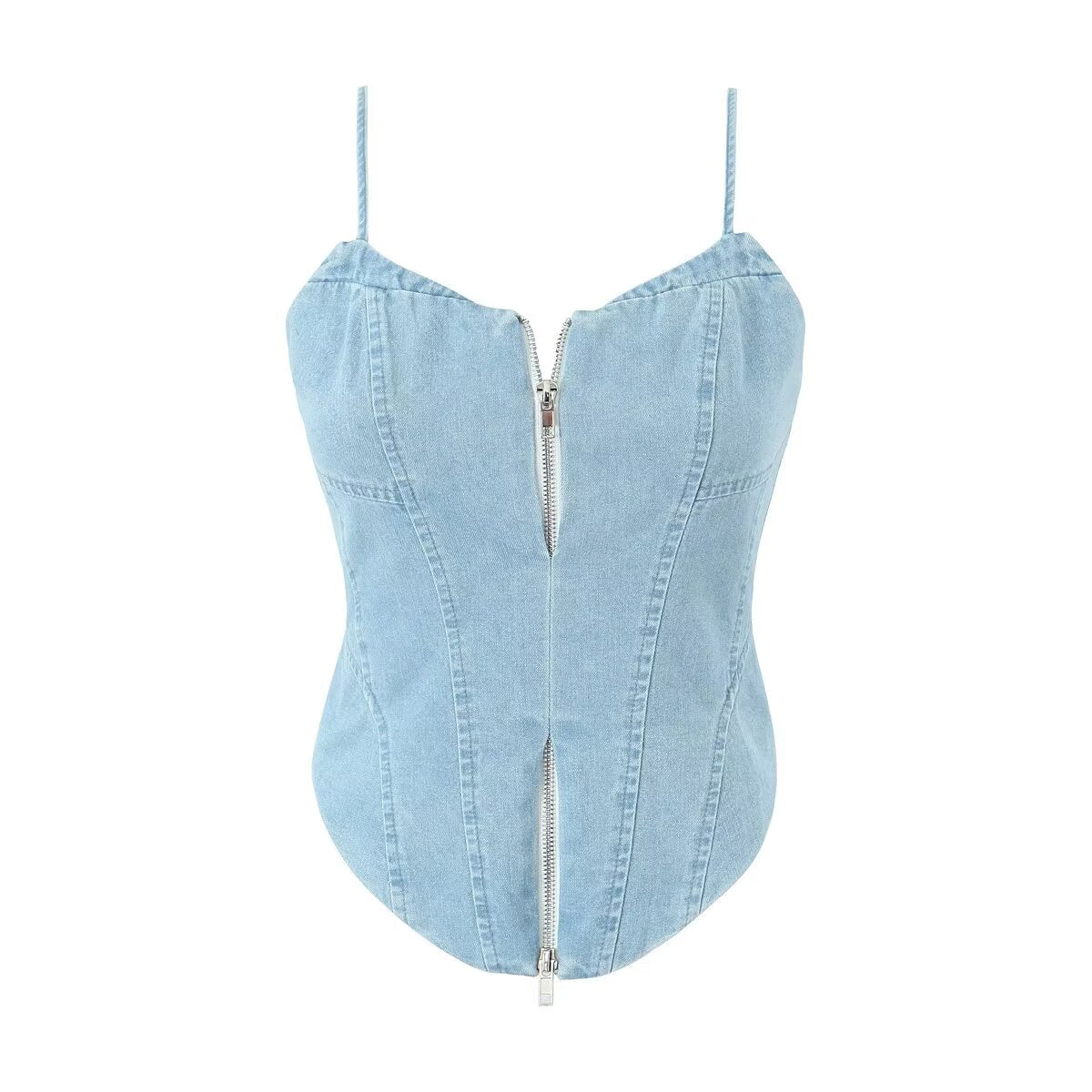 Corset Sexy pour femmes, coupe cintrée, désossage, fermeture éclair, Camisole en Denim