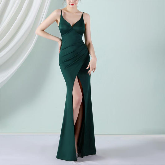 Dress Bride Long Sling Appreciation Dinner Slim Fit Fishtail Wedding Car Model Exhibition Dress