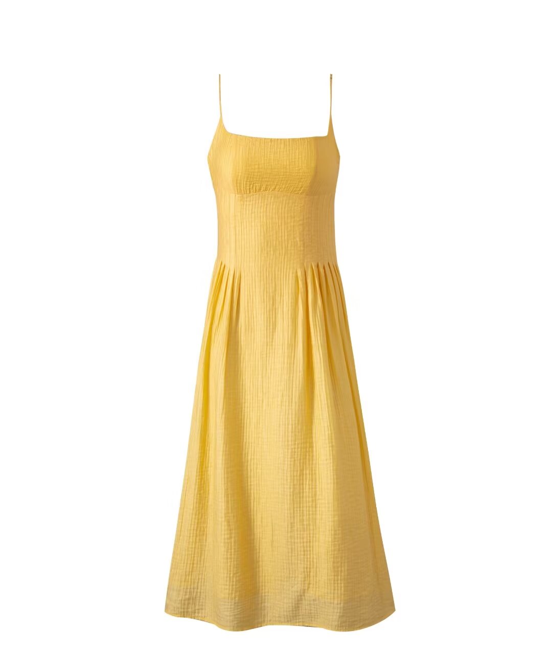 Early Spring Pastoral Teenage Casual Yellow Large Strap Dress