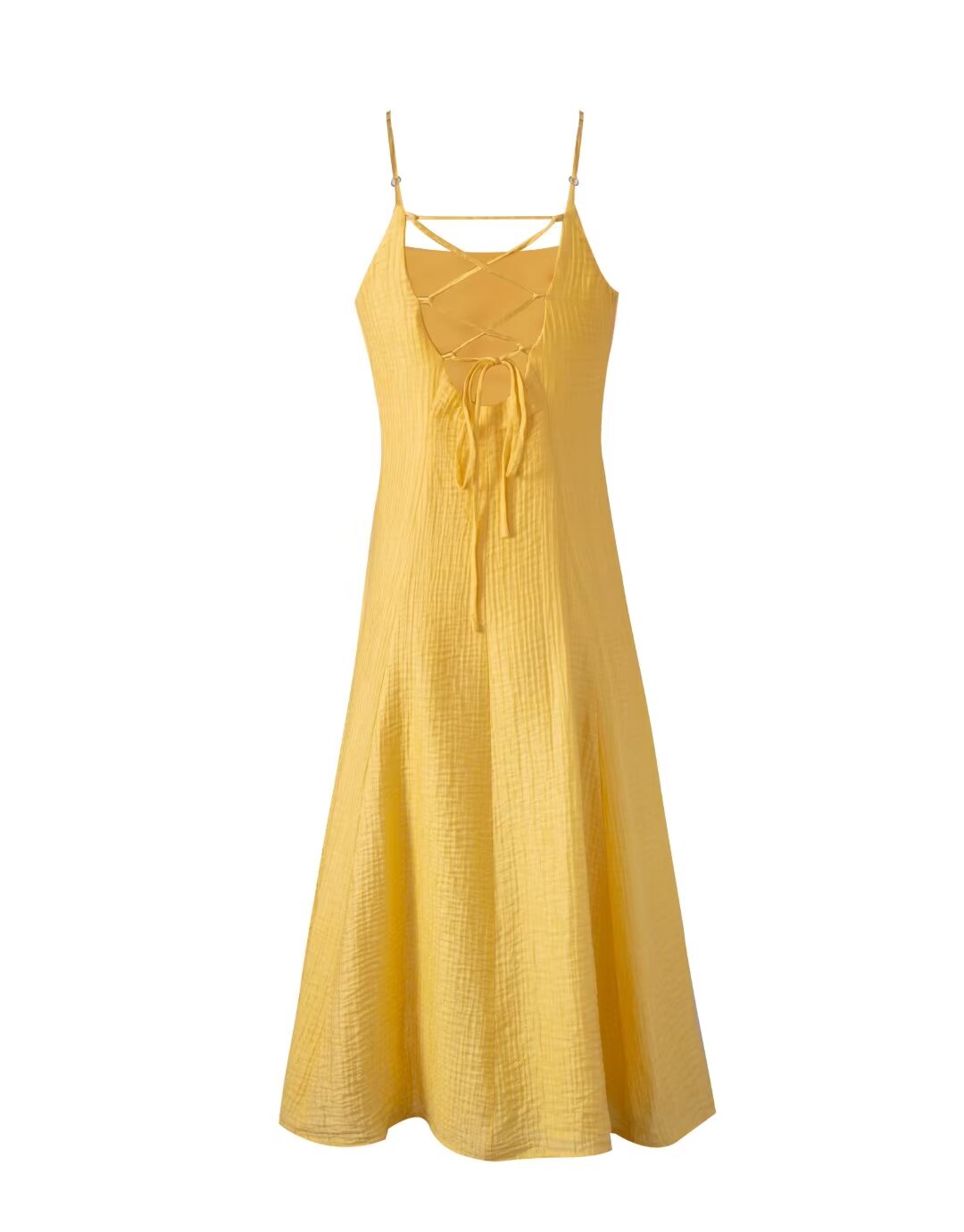 Early Spring Pastoral Teenage Casual Yellow Large Strap Dress